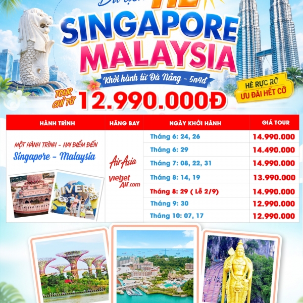 Du lịch Singapore - Malaysia 2026