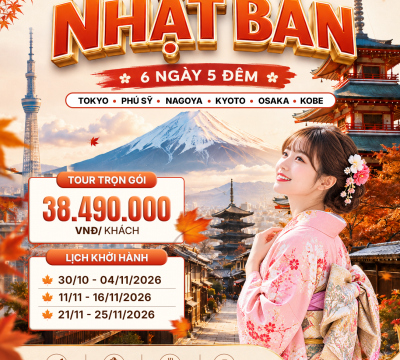 DU LỊCH NHẬT BẢN 6 NGÀY 5 ĐÊM: HÀNH TRÌNH CUNG ĐƯỜNG VÀNG (TOKYO - PHÚ SĨ - NAGOYA - KYOTO - OSAKA - KOBE) DU LỊCH NHẬT BẢN 6 NGÀY 5 ĐÊM: HÀNH TRÌNH CUNG ĐƯỜNG VÀNG (TOKYO - PHÚ SĨ - NAGOYA - KYOTO - OSAKA - KOBE)