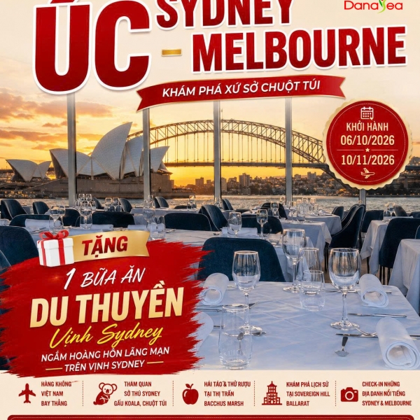[Giá Tốt 2026] Tour Úc 7N6Đ Sydney - Melbourne | Trọn Gói Visa & Bay Thẳng