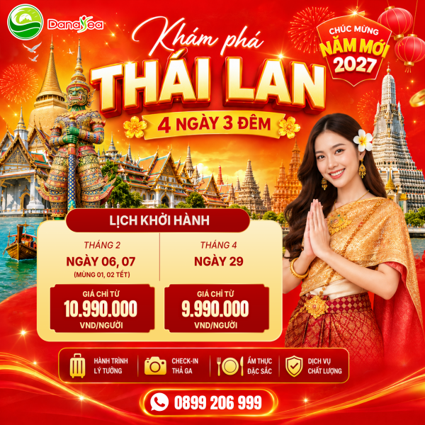 Tour Thái Lan 4N3Đ Từ Đà Nẵng: DU XUÂN THÁI LAN 2027: BANGKOK – PATTAYA 🌸