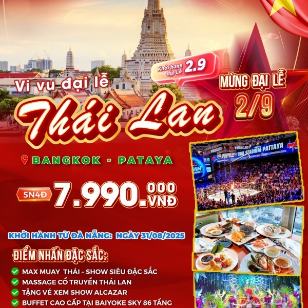 [Lễ 2.9] Khám phá đất nước Thái Lan 5N4D [AIR ASIA]